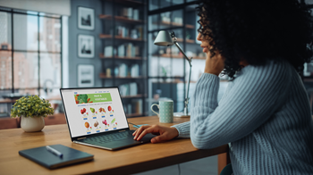 Woman shopping for groceries online