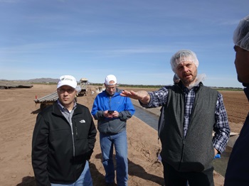 mg-caption:FMI Food Protection Committee members traveled to Yuma, AZ to visit leafy green farms. Left to right: Larry Kohl, Retail Business Services, Steve Oswald, Wakefern Food Corp., and James Schwartz, Albertsons Companies.