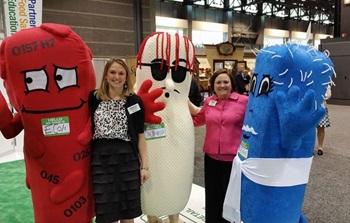FMI Food Safety Team hanging with E (E. coli), Sal (Salmonella), and Liz (Listeria)