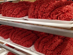 Ground meat at a grocery store