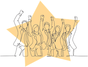 Illustration of Team with Star