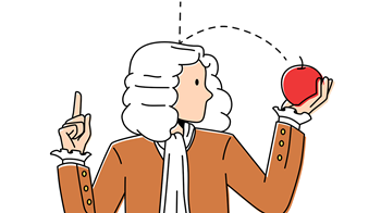 Sir Isaac Newton apple illustration
