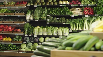 Produce on shelves