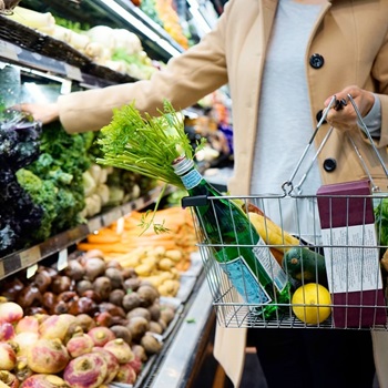 Woman picking produce