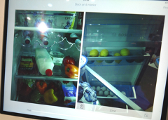Two cameras inside refrigerator for consumer review of inventory from an app