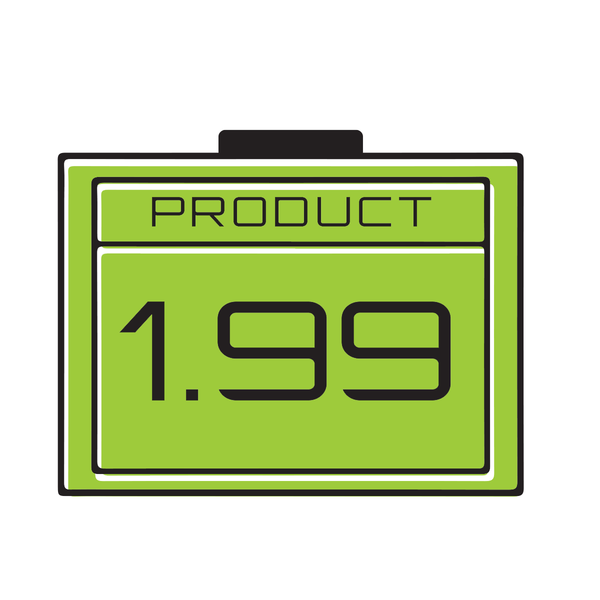 Illustration of a price tag with 1.99 on it