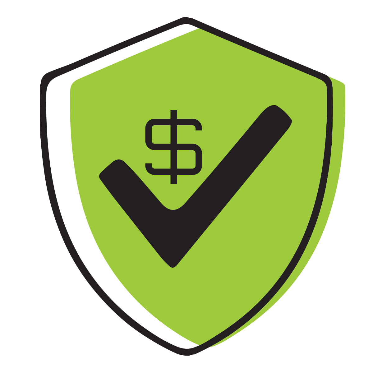 Illustration of a shield with a dollar sign and checkmark