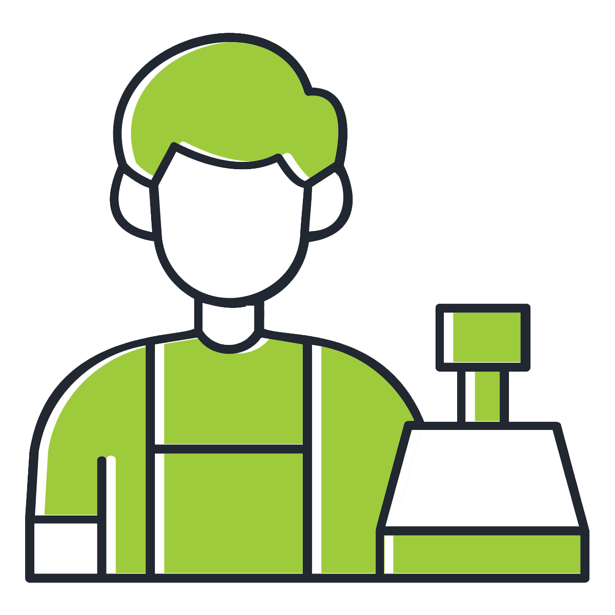 Illustration of a grocery store worker