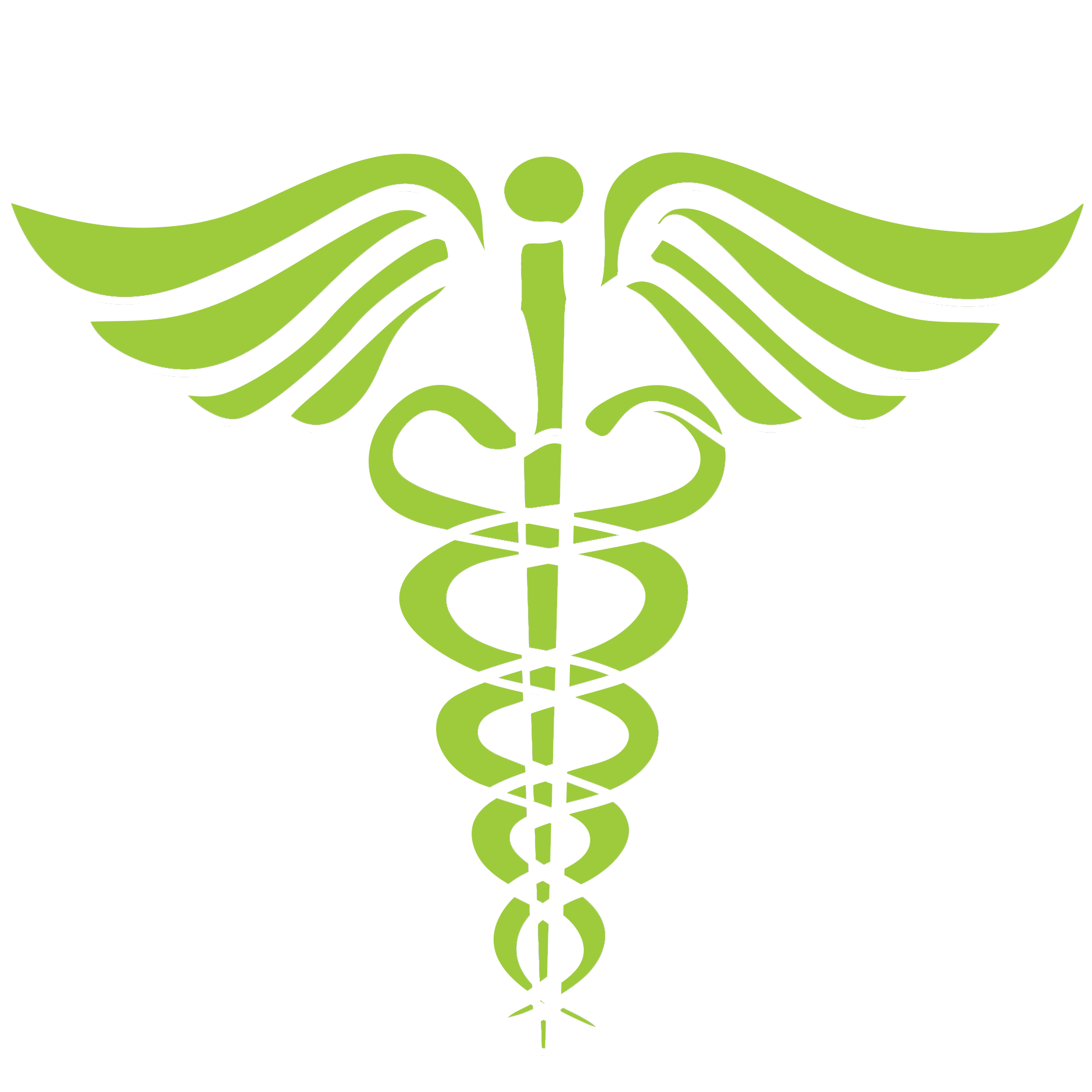 White and green Caduceus symbol.