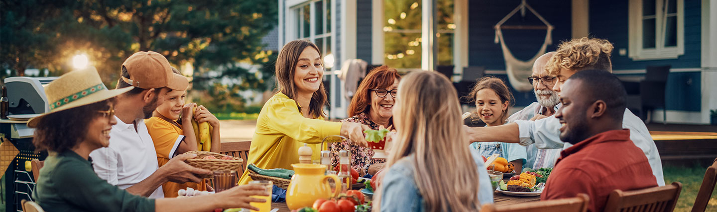 Friends and Family eating outside