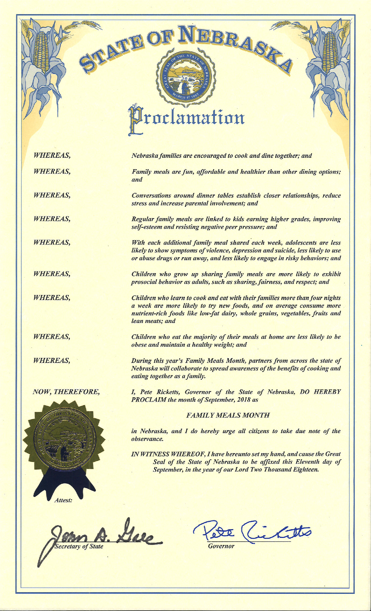 Nebraska Proclamation