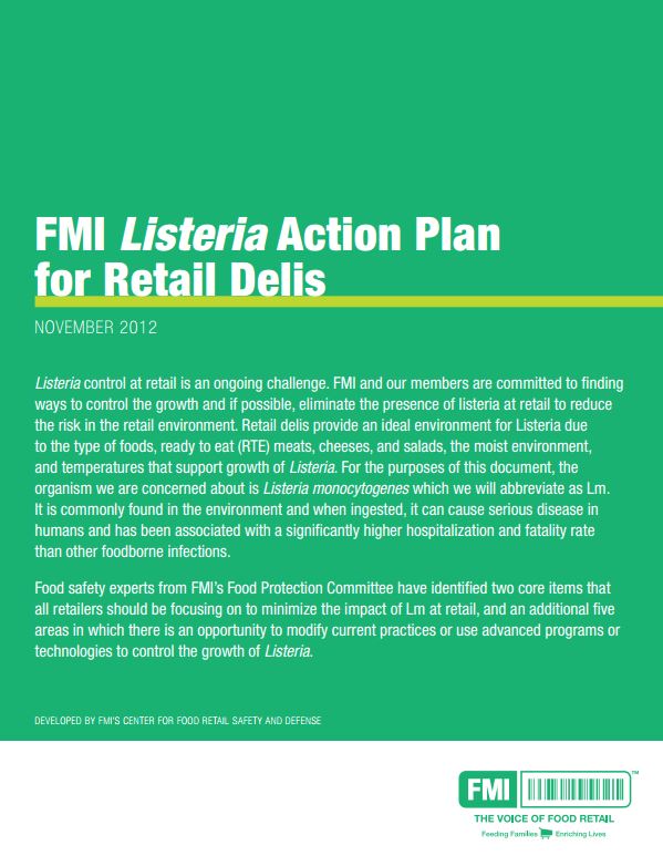 Listeria Action Plan Delis cover