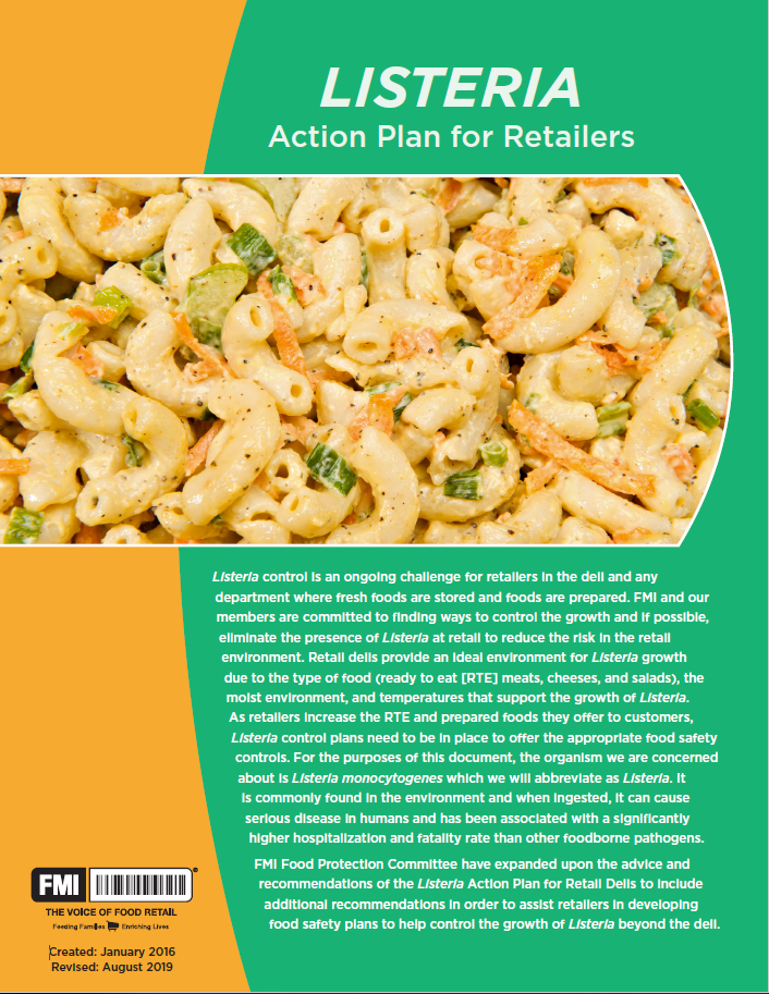Listeria Action Plan for Retailers 2019 Cover Image