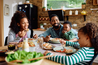 Family eating dinner together