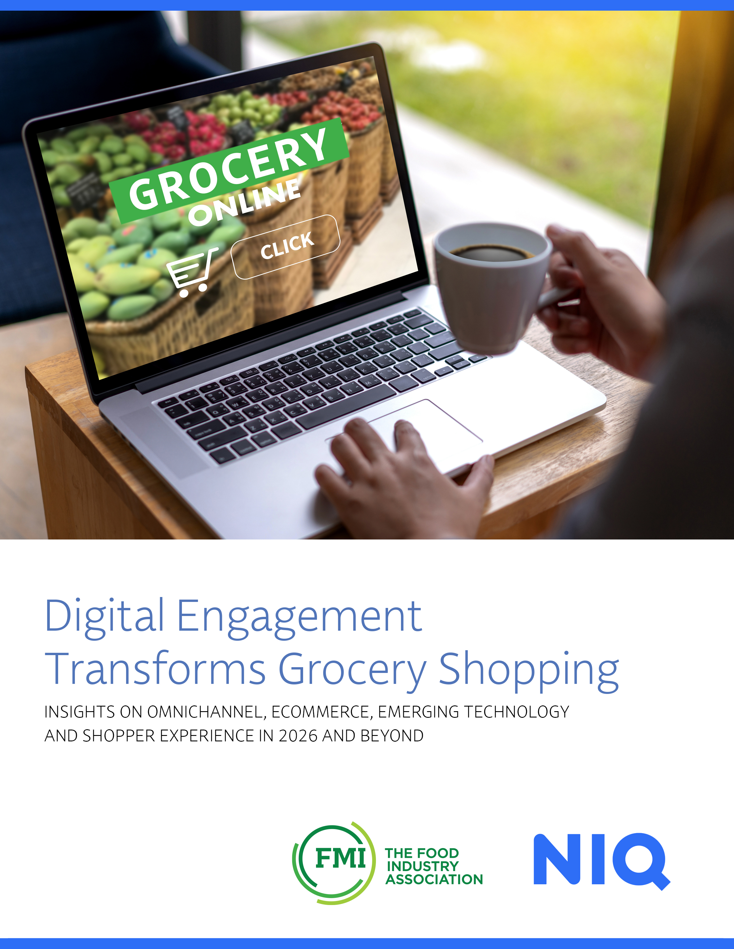 Report cover with title "Digital Engagement Transforms Grocery Shopping"