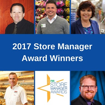 2017 Store Manager Award Winners clockwise from top left: Gary Casterline, Ricky Myers, Sally Angulo, John Snavely, Clive Gould